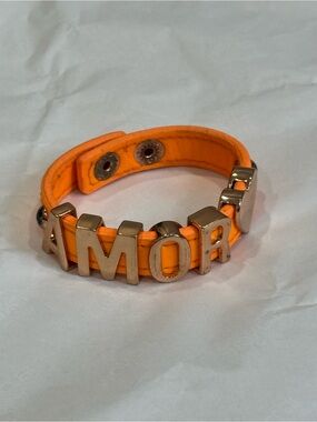 2000s / Y2K BCBGeneration Orange 'AMOR' Letter Bracelet